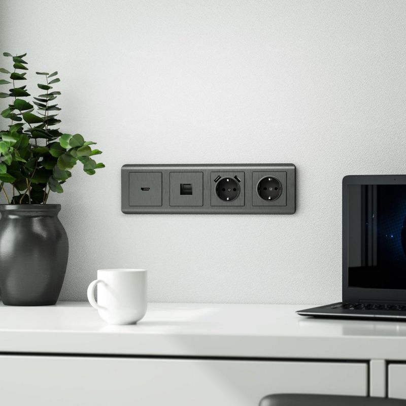 Накладка для розетки HDMI (графит рифленый) Werkel W1196004 фото 3
