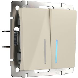 Выключатель двухклавишный проходной c подсветкой (слоновая кость) Werkel W1122103