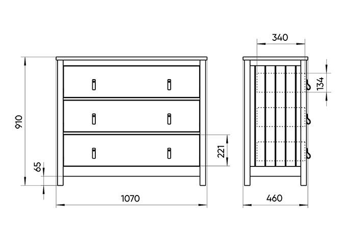 Комод Ellipsefurniture Wood 3 ящика (белый) WW010301010101