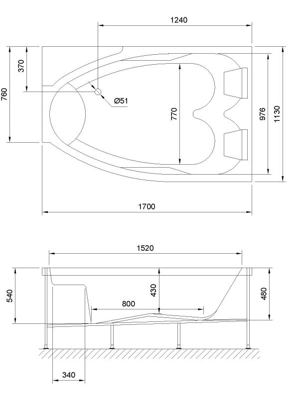 Акриловая ванна Royal Bath SHAKESPEARE Comfort RB652100CM-R 170x110