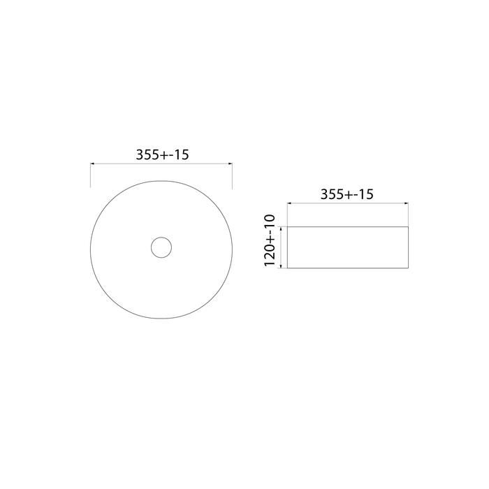 Раковина накладная Iddis Ray RAYGM03i27 35,5 см, серая матовая