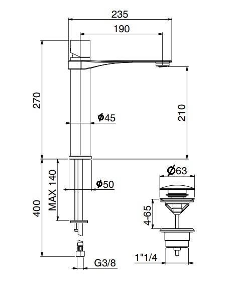 Смеситель для раковины Webert ONE-B NB830402741, белый/сталь