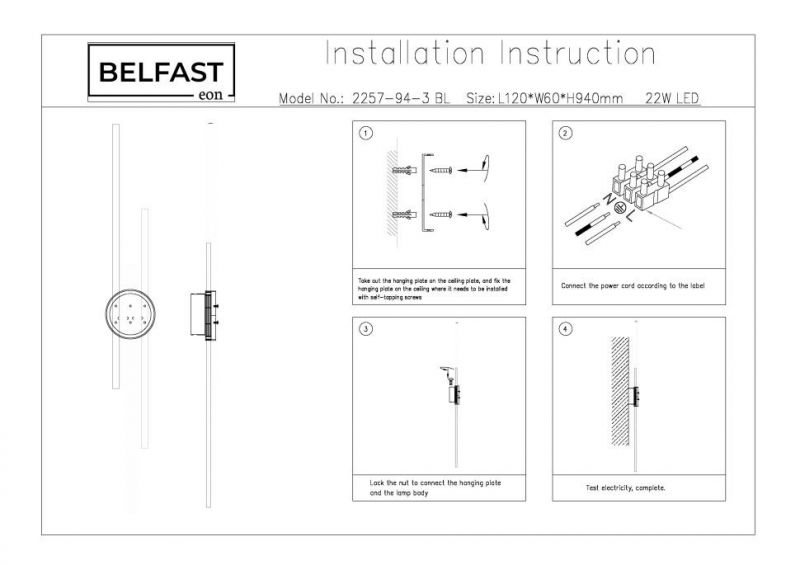 Светильник настенный Belfast Medway 2257-94-3 BL