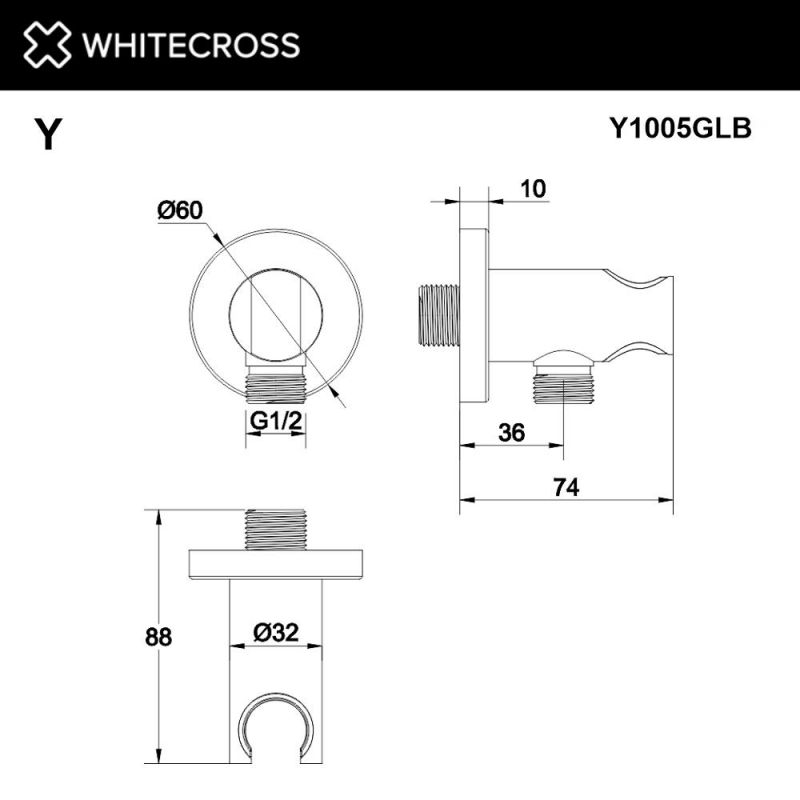 Шланговое подключение WHITECROSS Y1005GLB,брашированное золото