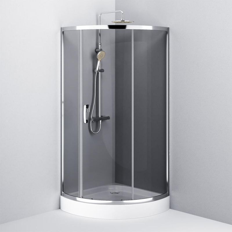 Душевой уголок AMPM Like Solo Slide W83UG-315-090CG 90x90 см, глянцевый хром/тонированное фото 5
