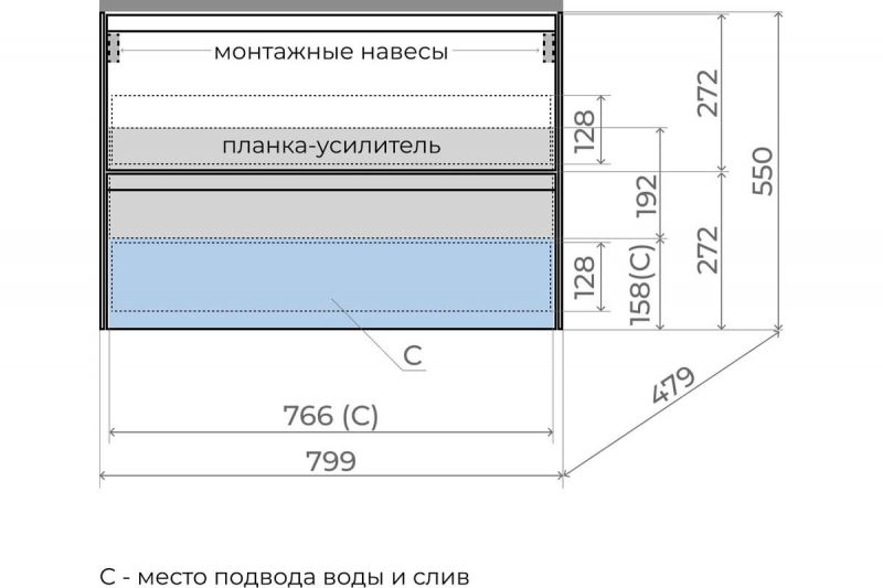 Тумба под раковину подвесная Style Line ЛИМА 80 ЛС-00002355 графит 80 см фото 5