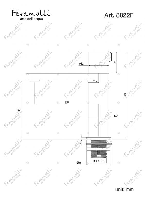 Смеситель для раковины Feramolli BO8822F белый