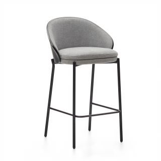 Светло-серый барный стул La Forma (ex Julia Grup) Eamy BD-2859535 с отделкой из шпона ясеня с черным покрытием