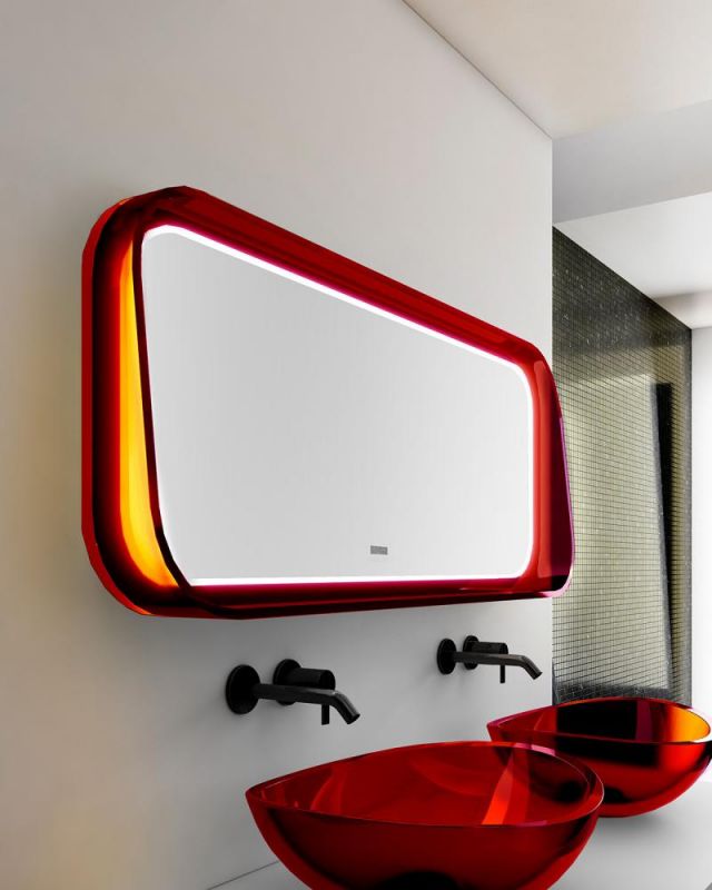 Зеркало для ванной ABBER Kristall AT6702Rubin, с подсветкой, красное