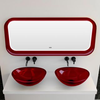 Зеркало для ванной ABBER Kristall AT6702Rubin, с подсветкой, красное