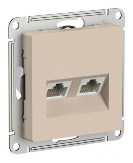 Розетка компьютерная 2xRJ45 Systeme Electric ATLASDESIGN, скрытый монтаж, песочный, BD-3020733