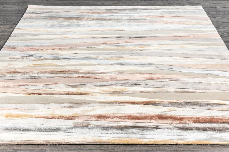 Индийский ковер из шерсти и арт-шёлка Carpet «RIVIERA» STRIPES-ROSE-MULTI 60 x 90 см фото 3