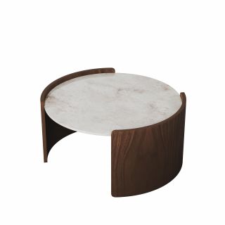 Столик Ellipsefurniture Lagom Stone D 65 см высота 32 см (камень OV, орех) LG016712414