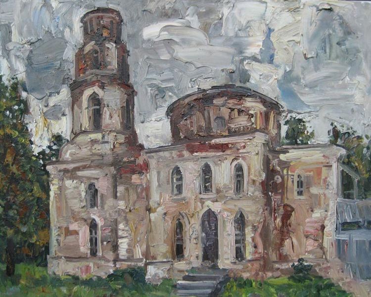 Картина "Барятинская церковь" Помелов Федор