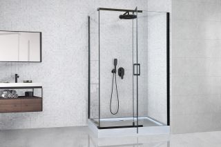 Душевой уголок Royal Bath RB9140HPV-T-BL 140х90 см, профиль черный, стекло прозрачное