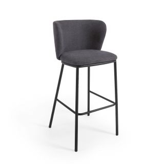Барный стул из темно-серой синели и черной стали 75 см Ciselia  La Forma (ex Julia Grup) BD-2608338