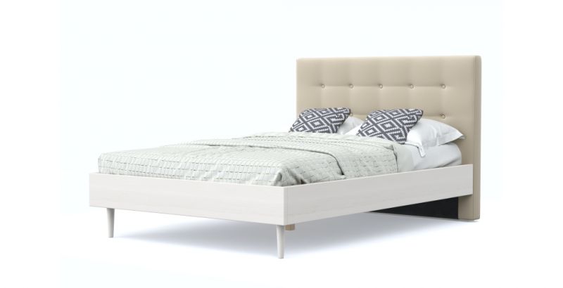 Кровать ARSKO мебельная компания Альмена 160x200 беленый дуб молочный велюр  BD-2866087