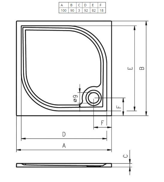 Душевой поддон из литьевого мрамора Riho Kolping D004007005 100x90