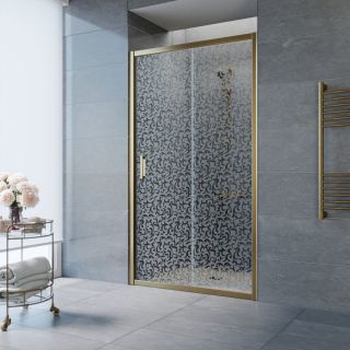Душевая дверь Vegas Glass ZP 110 05 R03, профиль бронзовый, стекло с узором