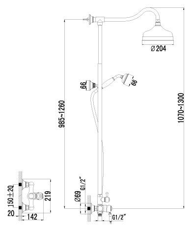 Душевая стойка Lemark Villa LM4860B бронза/белый фото 3