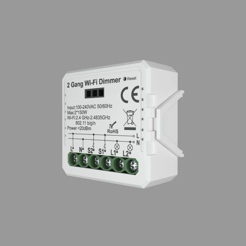 Двухканальное Wi-Fi реле-диммер 2 x 150 Вт Denkirs Relay RL1004-DM фото 1