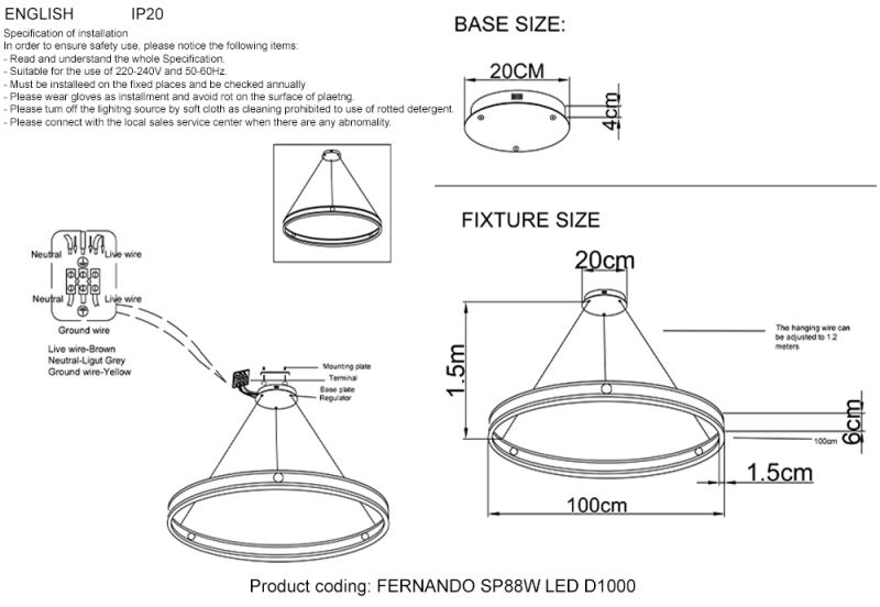 Люстра Crystal Lux FERNANDO FERNANDO SP88W LED D1000 BLACK/GOLD