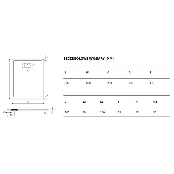 Душевой поддон Excellent Lavano BREX.1103.090.080.CAN 80x90 см