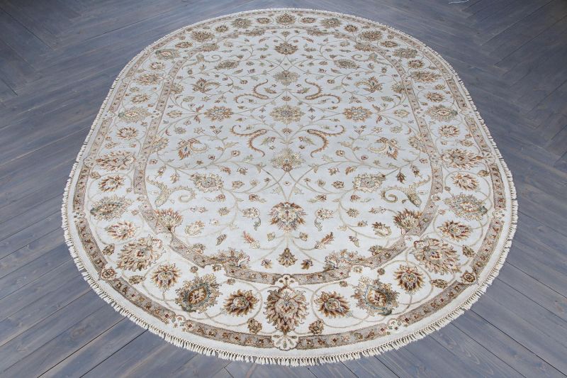 Индийский ковер из шерсти и шёлка Carpet «PLATINUM» AK1511-IVR-IVR(Oval) 168 x 243 см