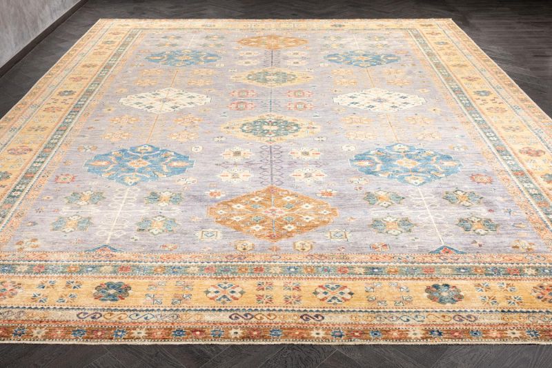 Пакистанский ковер из шерсти Carpet «KAZAK ROYAL» 232583-GREY-GLD 402 x 504 см