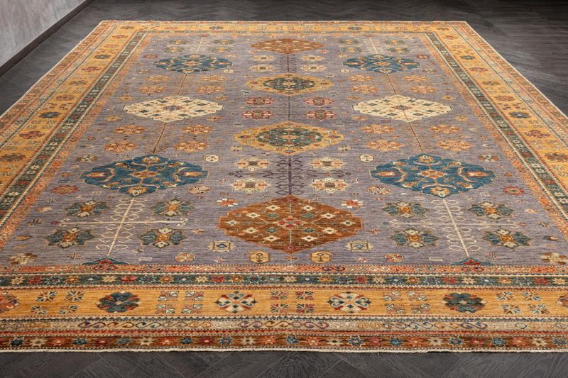 Пакистанский ковер из шерсти Carpet «KAZAK ROYAL» 232583-GREY-GLD 402 x 504 см