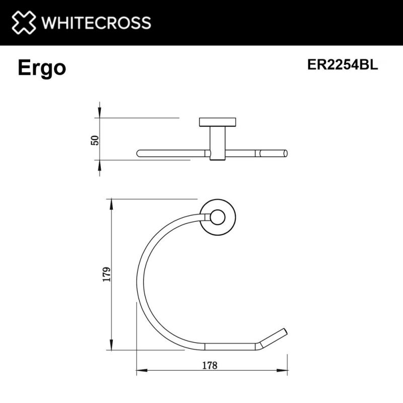 Полотенцедержатель WHITECROSS Ergo ER2254BL, черный матовый фото 2