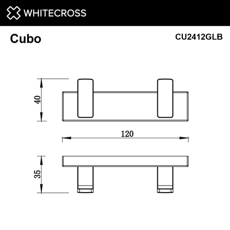 Крючок двойной WHITECROSS Cubo CU2412GLB, брашированное золото