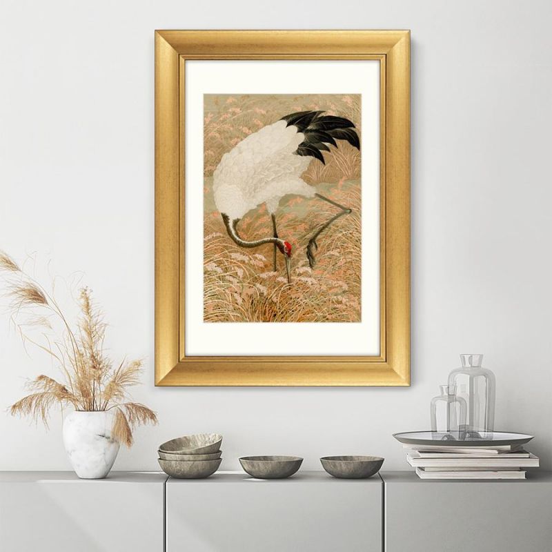 Репродукция картины ArtNoMore в раме Sarus crane in rice field, 1884г. BD-1763617