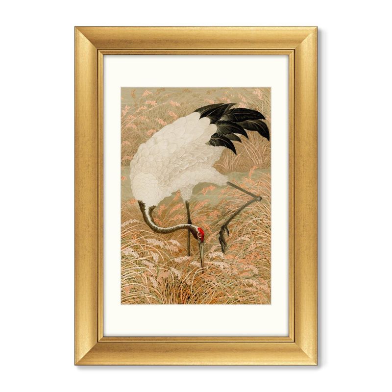 Репродукция картины ArtNoMore в раме Sarus crane in rice field, 1884г. BD-1763617