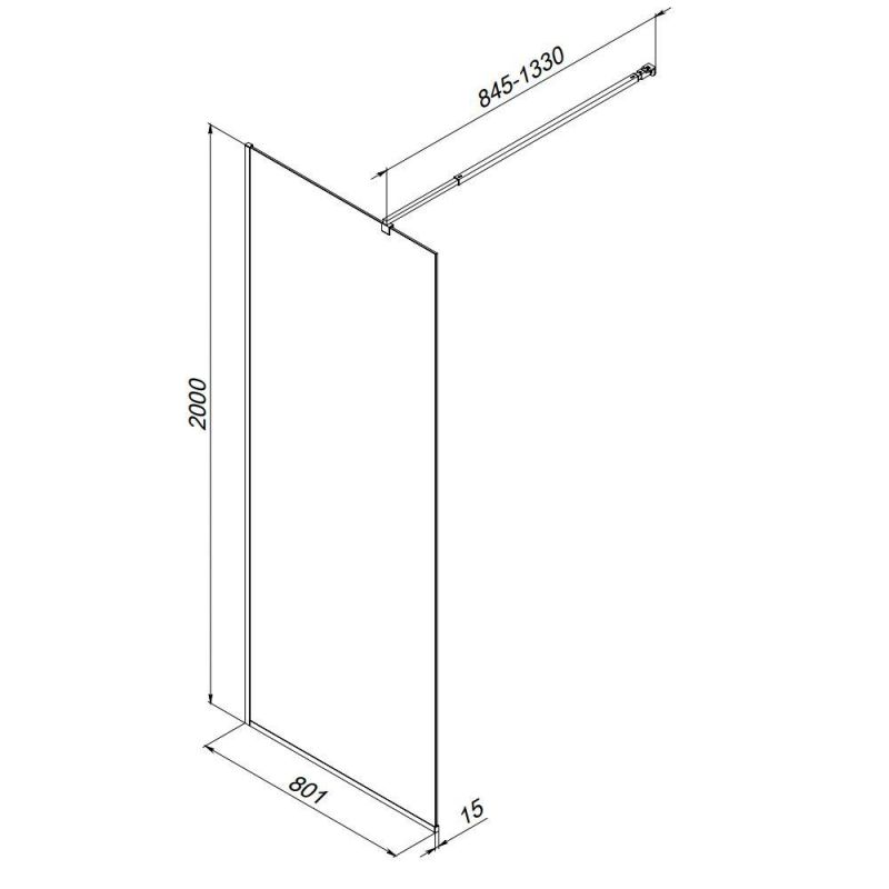 Душевая перегородка AMPM Func W84WI-80-F1-BTE 80 см, профиль черный, стекло прозрачное фото 7