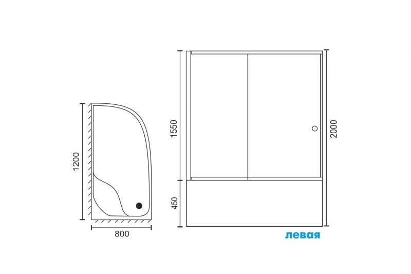 Душевой уголок Royal Bath RB8120BK-T-BL, 80х120 см, L