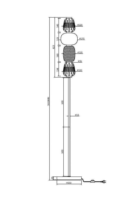 Напольный светильник (торшер) Maytoni Pattern MOD267FL-L32CH3K фото 6