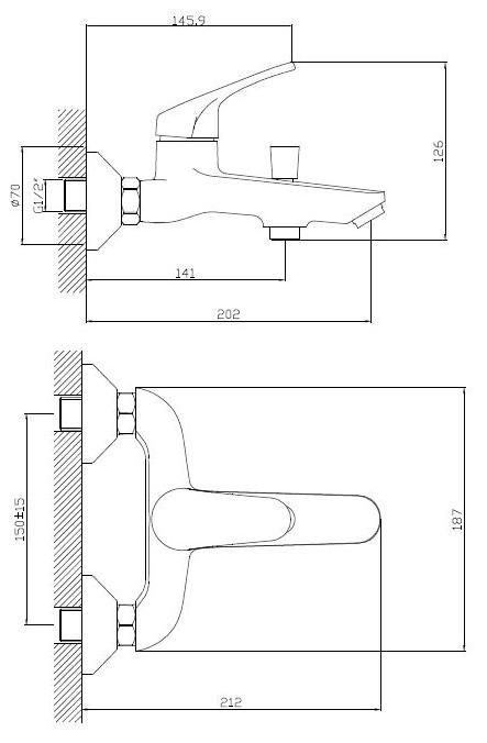 Смеситель для ванны ESKO Palermo PE 54 фото 2