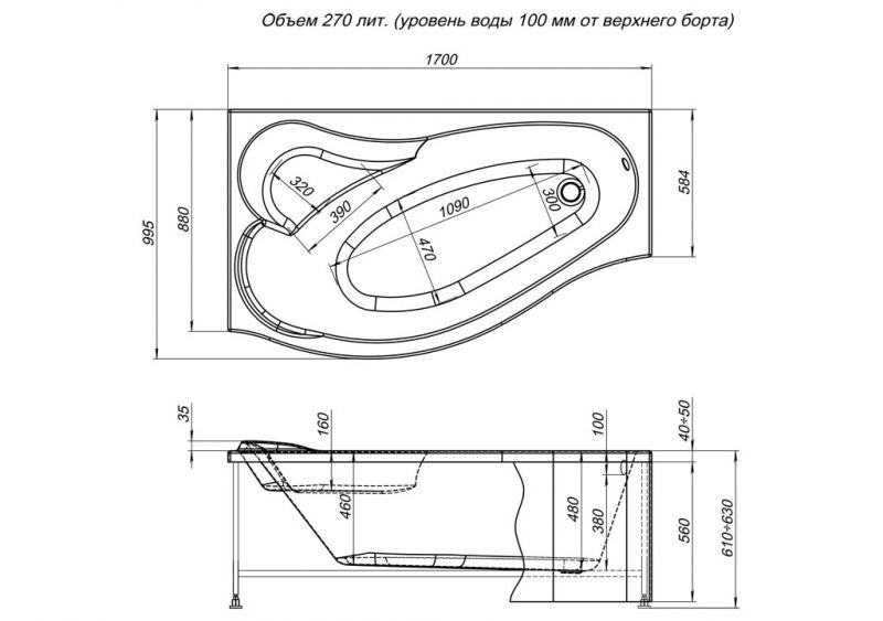 Фронтальная панель для ванны Aquanet Palma 170 L 00176150