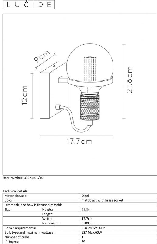 Бра Lucide OTTELIEN 30271/01/30