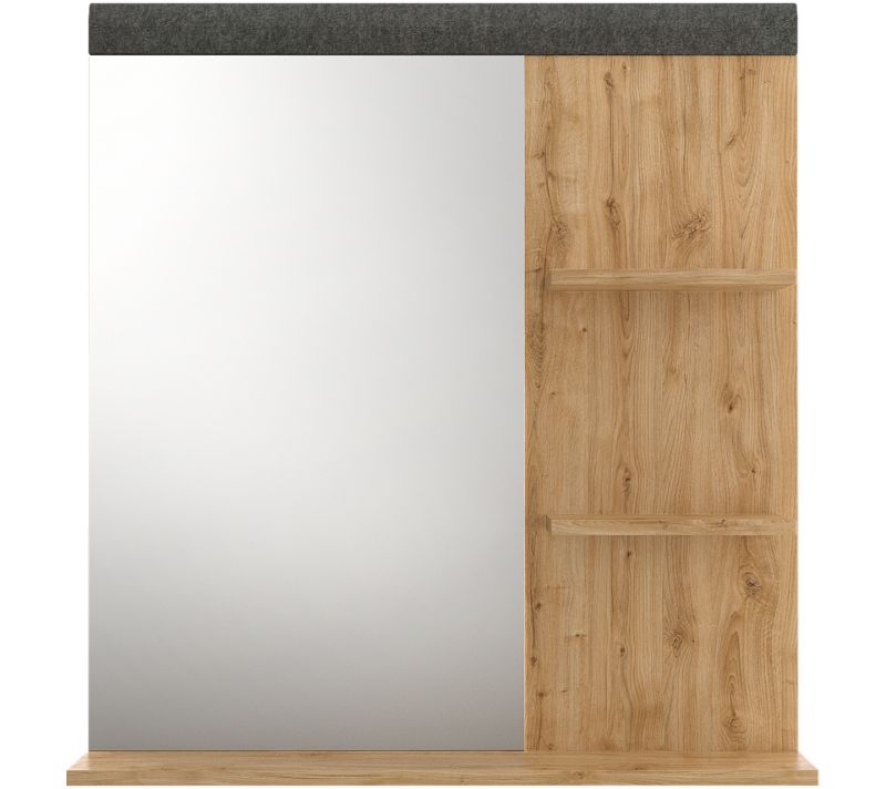Полка настенная с зеркалом Black Red White GRACE BD-2250104, LUS 80 Дуб наварра/Графит фото 1
