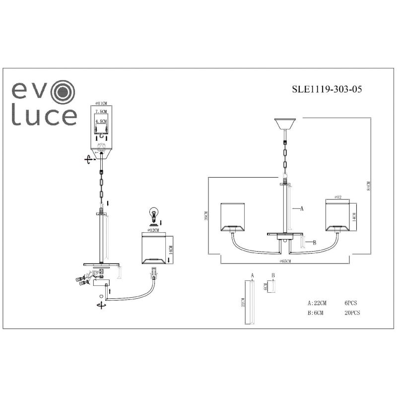 Люстра подвесная EVOLUCE ELLISSE SLE1119-303-05