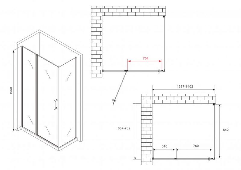 Душевой уголок Abber Sonnenstrand AG04140S-S70 140x70 см