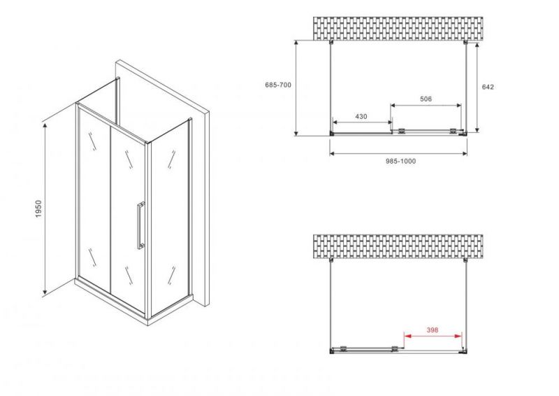 Душевой уголок ABBER Schwarzer Diamant AG30100BMH-S70BM-S70BM, 100x70 см фото 5