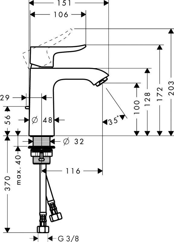 Смеситель Hansgrohe Metris 31080000 для раковины