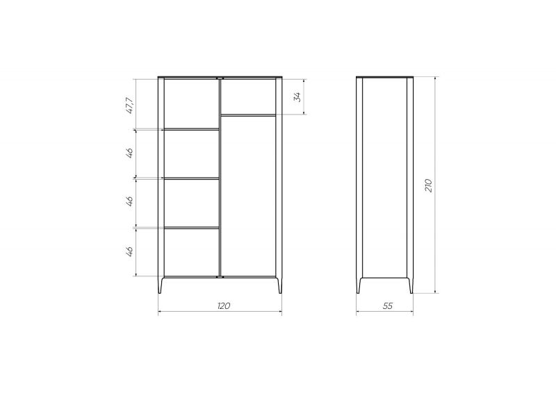 Шкаф  Ellipsefurniture Type 2-х створчатый высокий (светло-серый) TY010302420101 фото 7