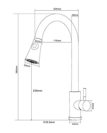 Смеситель для кухни Orange Steel M99-120st с вытяжным изливом, сталь