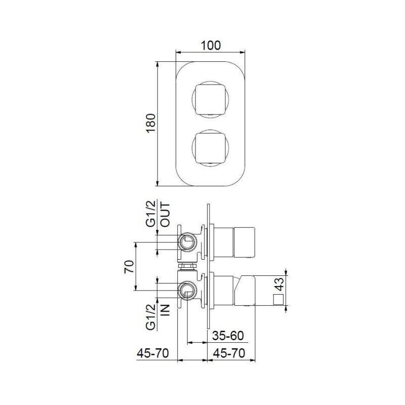 Смеситель для душа встраиваемый Webert ONE-X OX860101560, черный