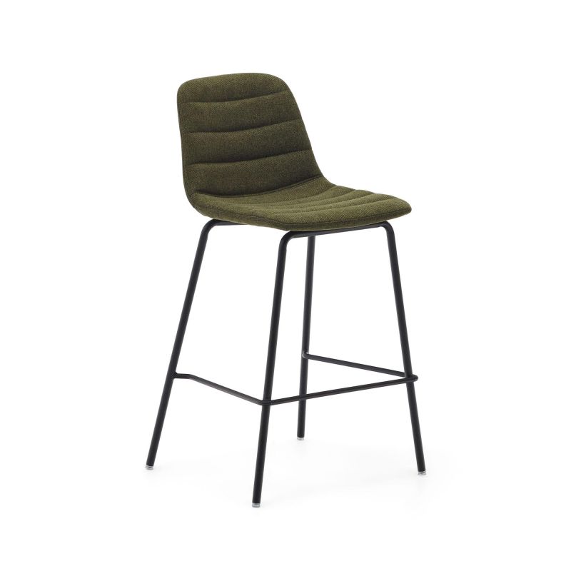 Полубарный стул La Forma (ex Julia Grup) Zunilda BD-2859793 темно-зеленого цвета и стальной синели с матовой черной отделкой