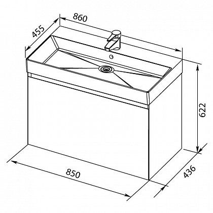 Раковина Aquanet SLIM SYNERGY Sanovit 198208 85 cm